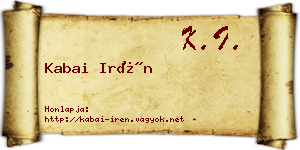 Kabai Irén névjegykártya